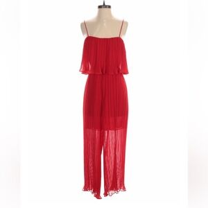 Zara Pleated Red Jumpsuit Size Small